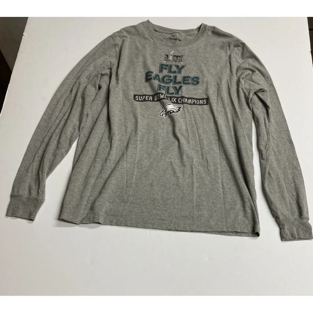Nike Philadelphia Eagles Super Bowl LII Champions Gray Long Sleeve Shirt L